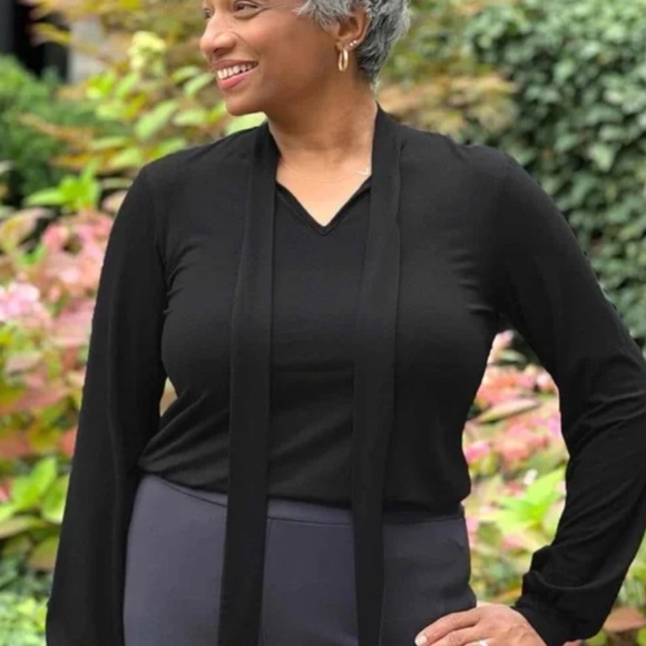 MIIK Rhoda tie neck blouse - Picture 2 of 7